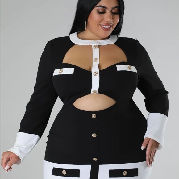 NWT Classic Chic Black/White Dress - Size 2X - Picture 2 of 14